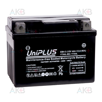 UniPLUS AGM EB4-3 | 4Ah 60А обр. пол. (113x70x85) High Performance