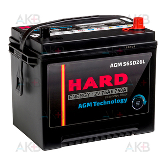 HARD AGM S65D26L 75 Ач 750A обр. пол. (260x170x225) Start Stop
