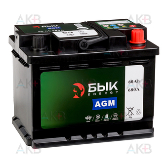 БЫК Energy AGM 60Ah 680A обр. пол. (242x175x190)