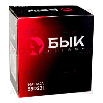Автомобильный аккумулятор БЫК Energy 55D23L 60Ah 540A обр. пол. (230x170x225) бортик. Фото 3