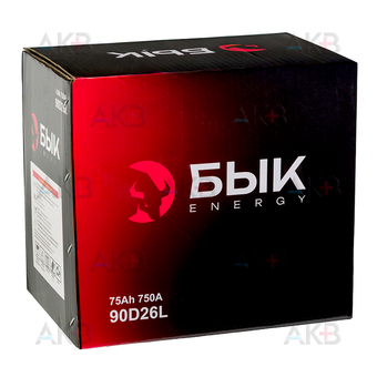 Автомобильный аккумулятор БЫК Energy 90D26L 75Ah 750A обр. пол. (260x170x225) бортик. Фото 3