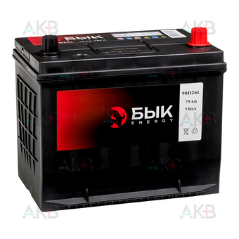 БЫК Energy 90D26L 75Ah 750A обр. пол. (260x170x225) бортик
