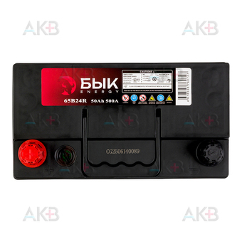 Автомобильный аккумулятор БЫК Energy 65B24R 50Ah 500A прям. пол. (236x129x225) станд. клеммы. Фото 1