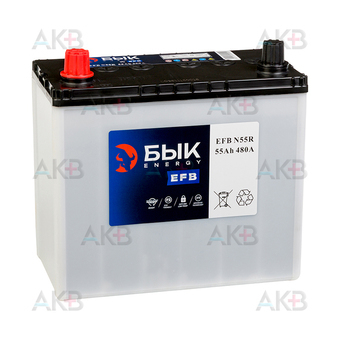 БЫК Energy EFB N55R  55 Ач 480A прям. пол. (238x129x227)