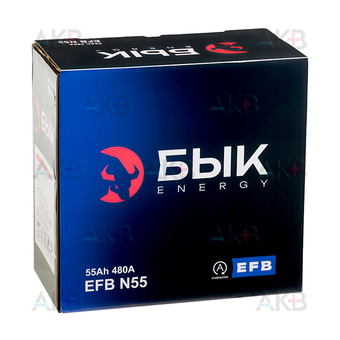 Автомобильный аккумулятор БЫК Energy EFB N55 55 Ач 480A обр. пол. (238x129x227). Фото 3
