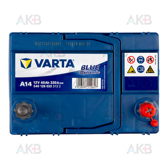 Автомобильный аккумулятор Varta Blue Dynamic A14 40R 330A 187x127x227. Фото 1